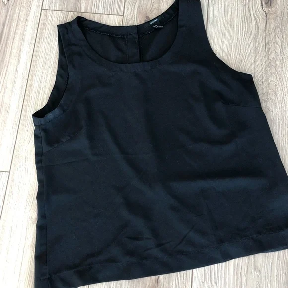 Forever 21 Black Crop Top with Gold Buttons, Size Medium